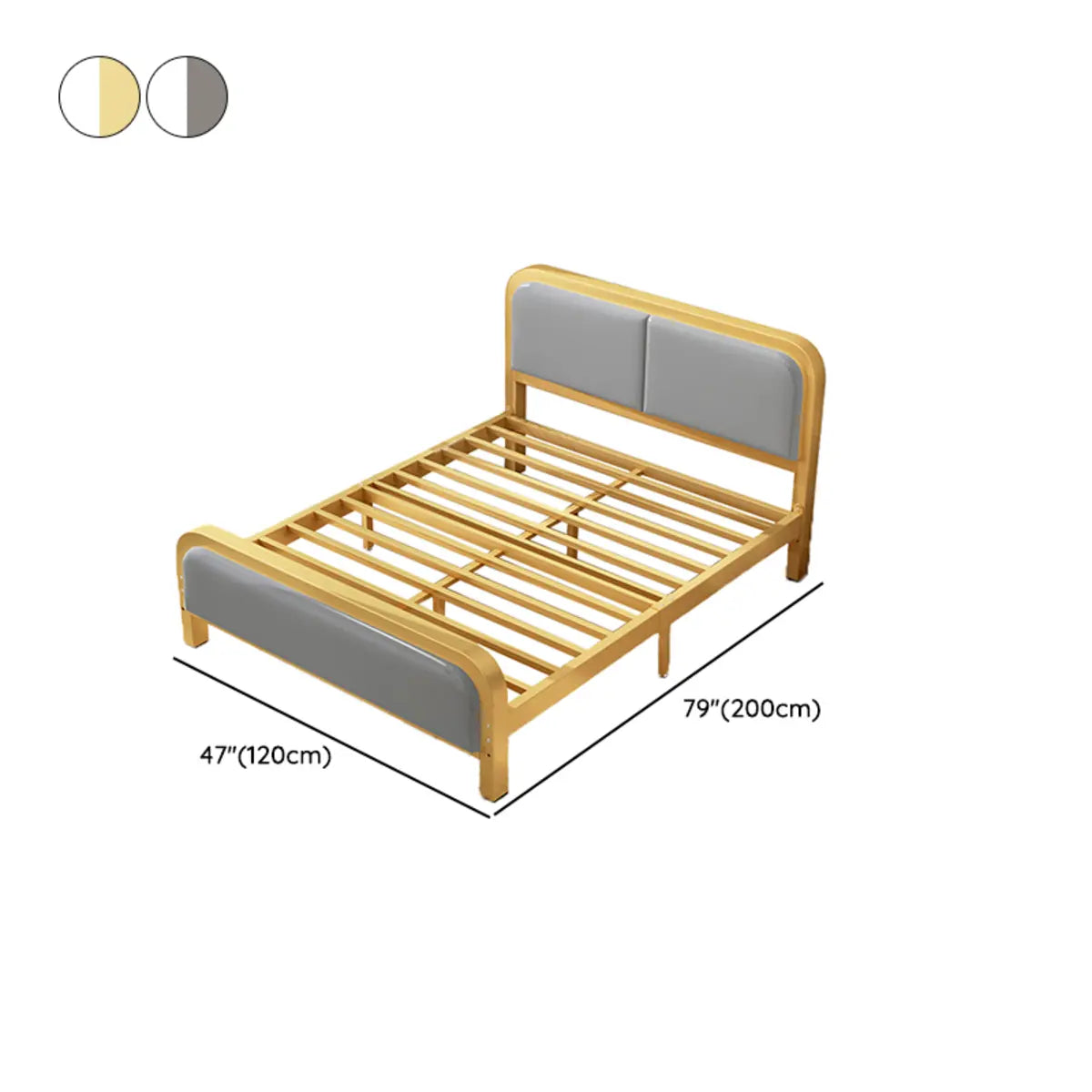 Iron Gray-White Headboard and Footboard Full Slat Bed Image - 8