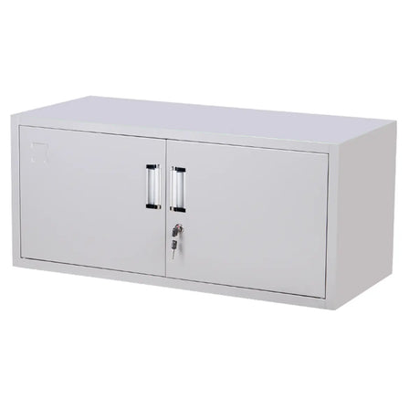 Iron White Lockable Office Storage Cabinet with Doors Image - 2