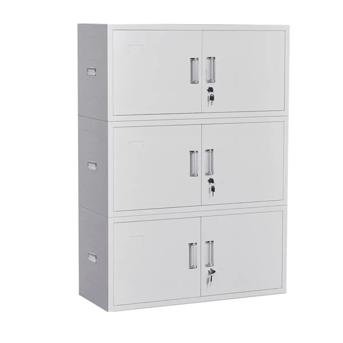 Iron White Lockable Office Storage Cabinet with Doors Image - 3