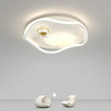 Irregular Wavy Astronaut Cloud White Flush Mount Light Image - 1