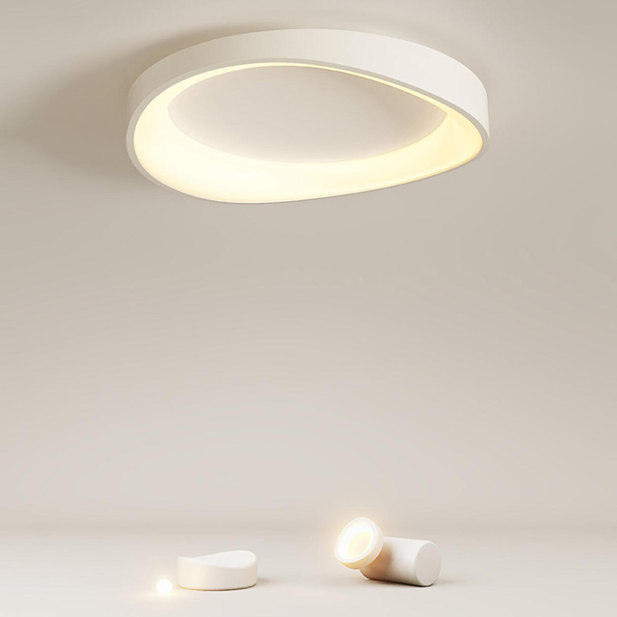 Irregular White Circular LED Flush Mount Ceiling Light Image - 1