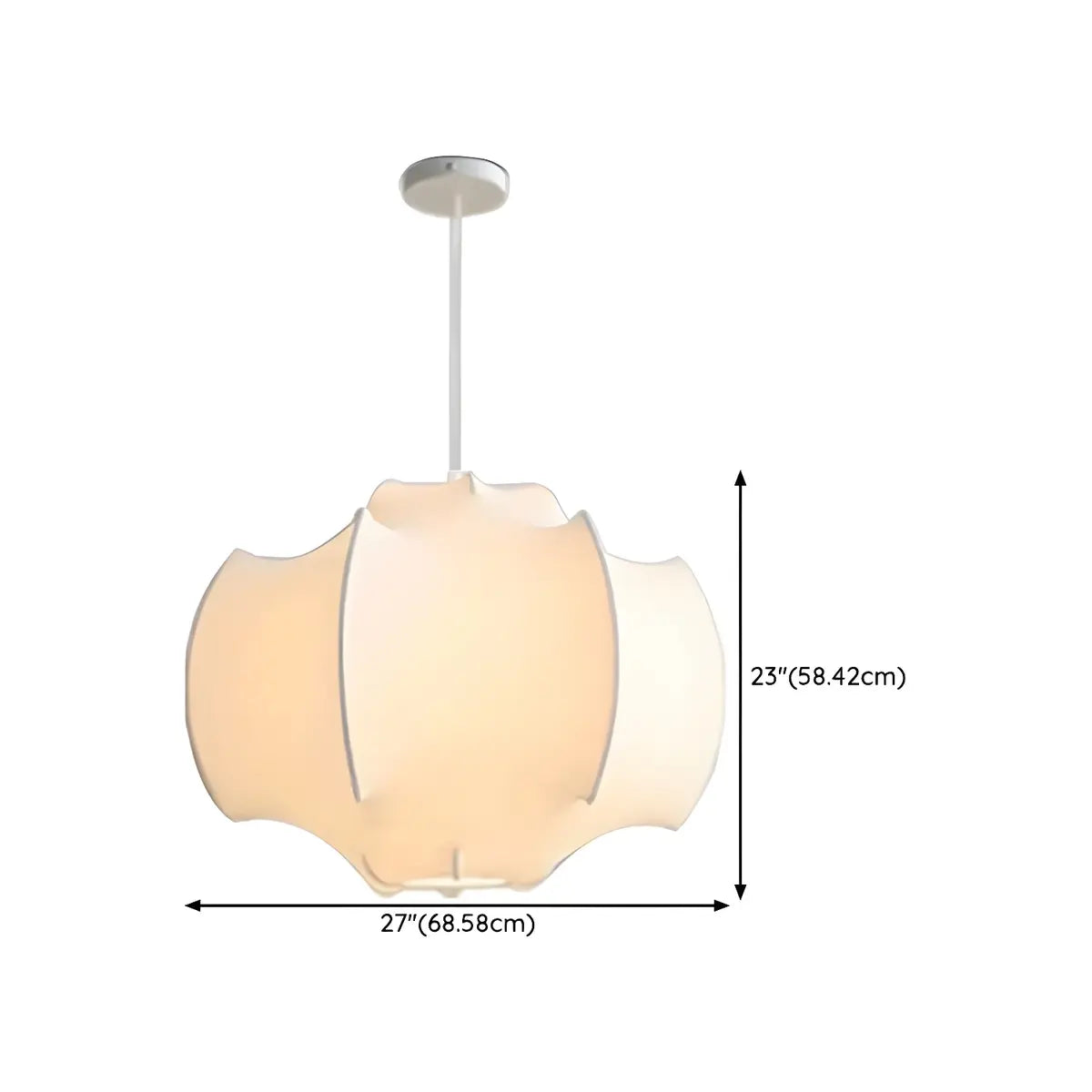 Italian Drum Silk Pendant Living Room White Chandelier Image - 12