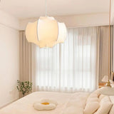 Italian Drum Silk Pendant Living Room White Chandelier Image - 2