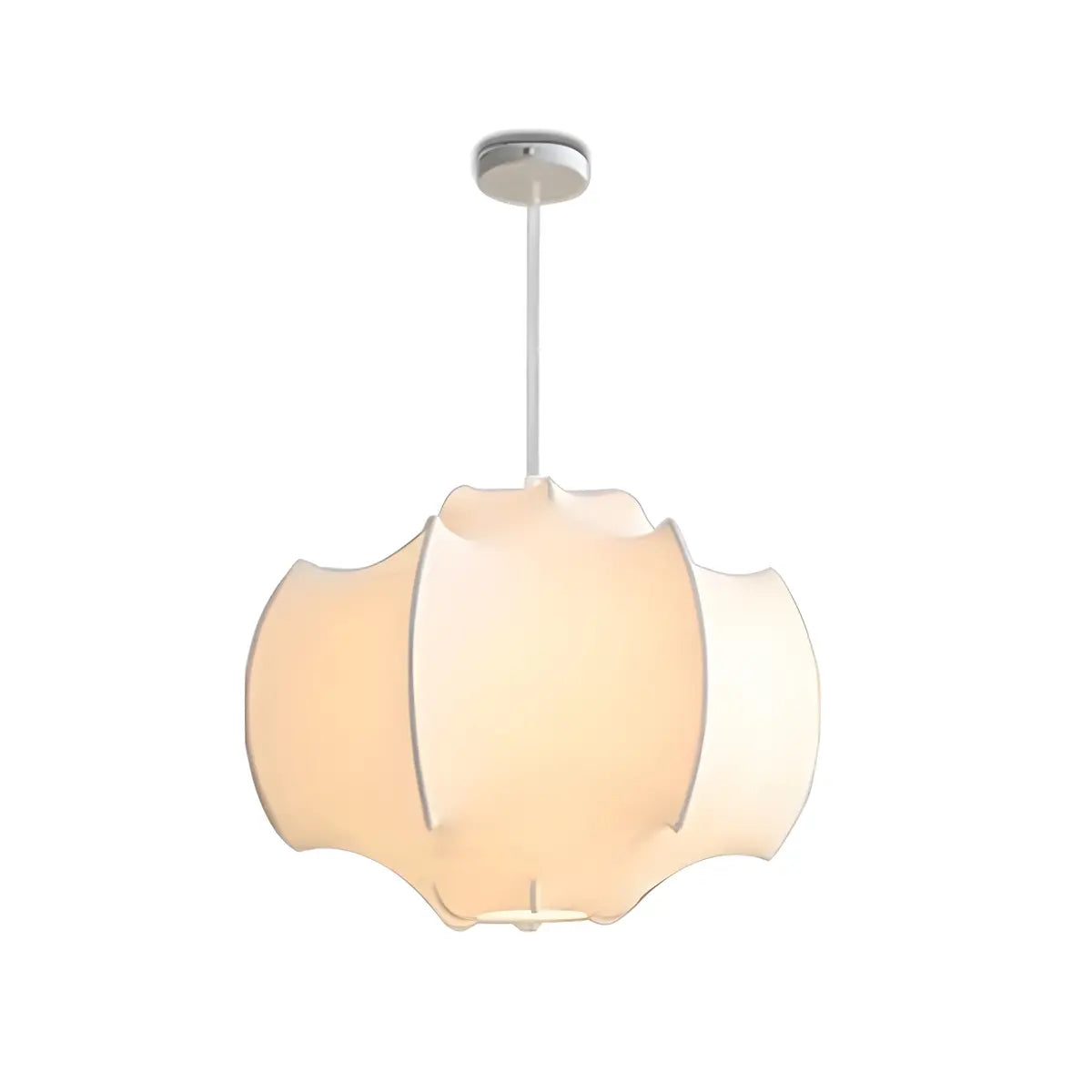 Italian Drum Silk Pendant Living Room White Chandelier Image - 5