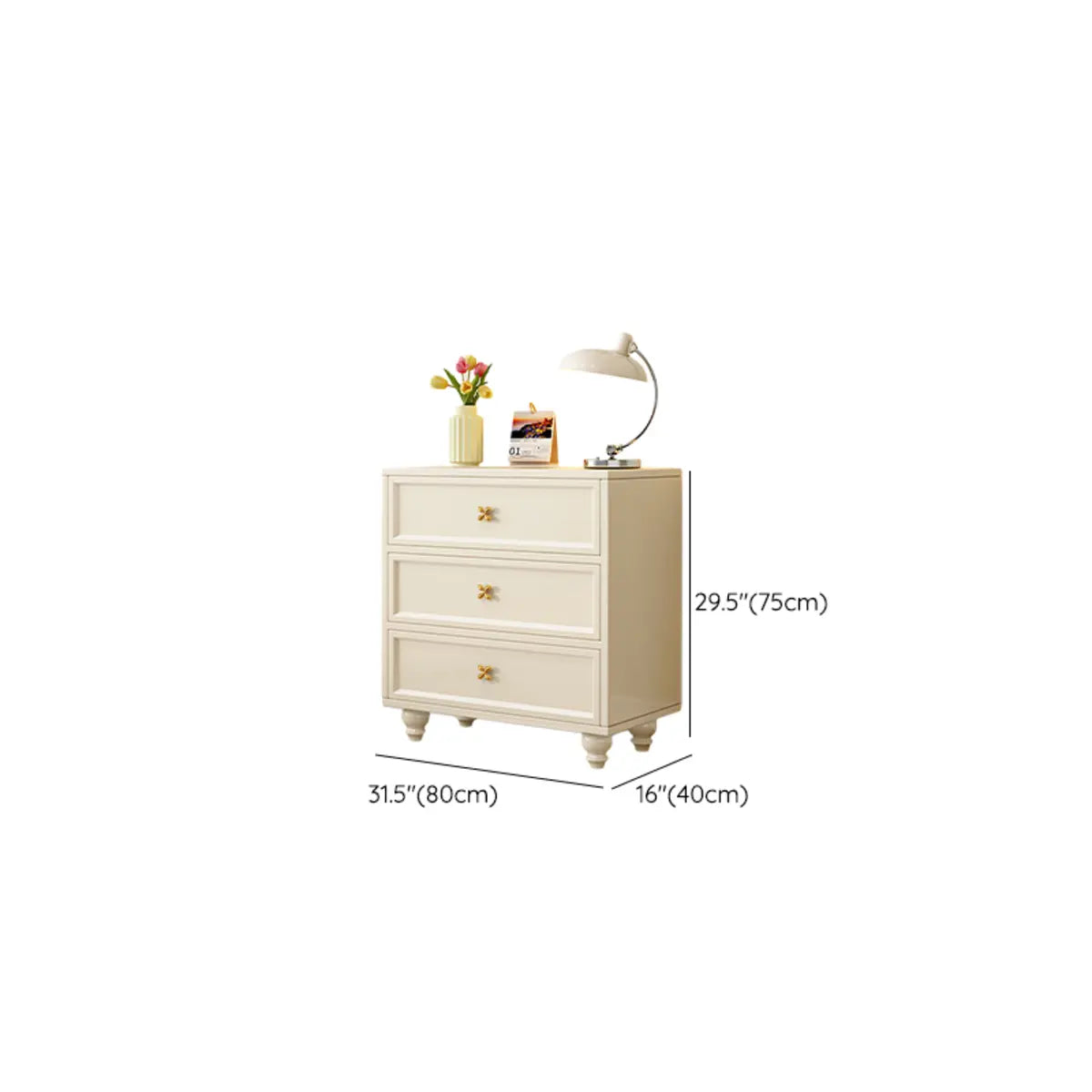 Ivory Composite Wood Storage Soft-Close Drawers Dresser 