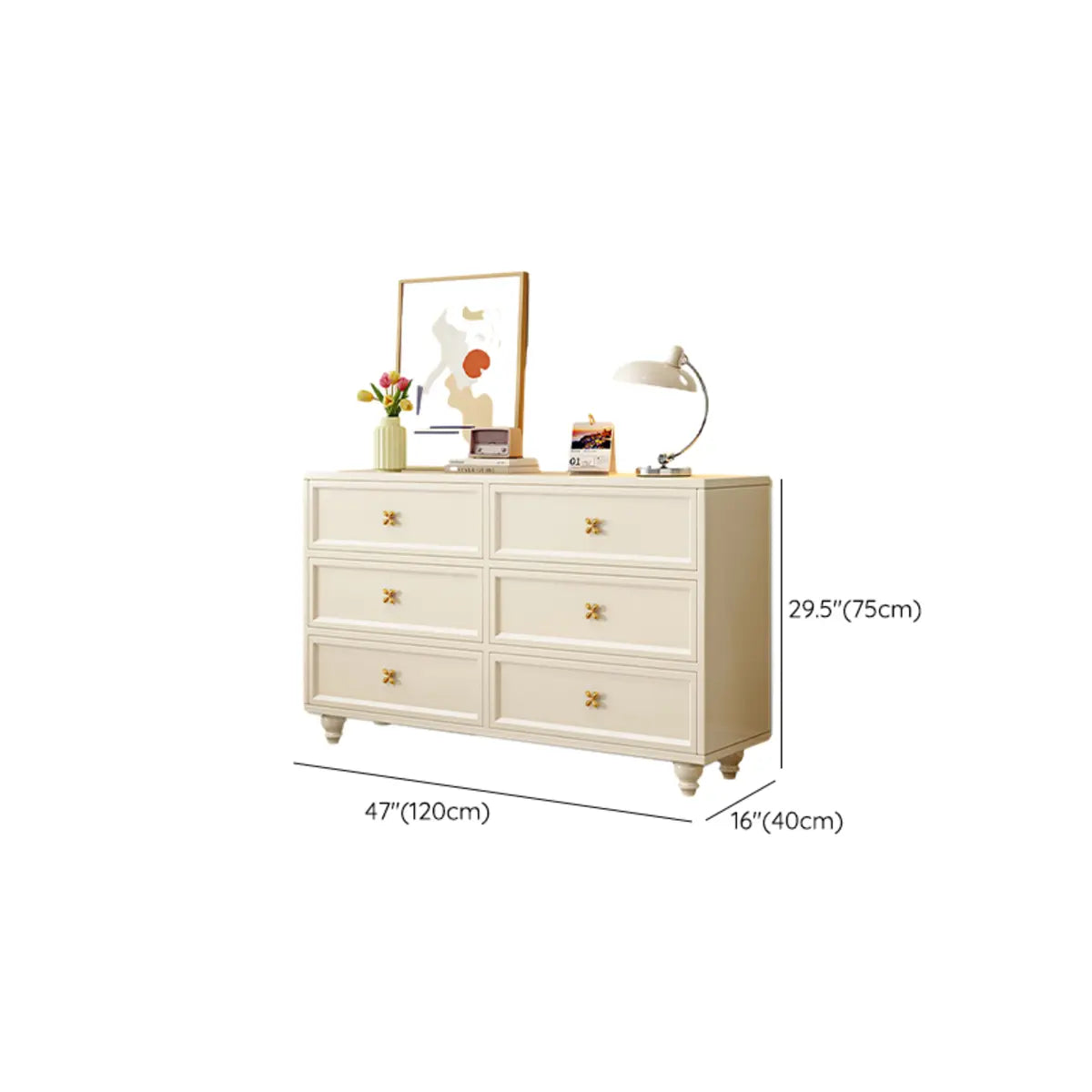 Ivory Composite Wood Storage Soft-Close Drawers Dresser Image - 19