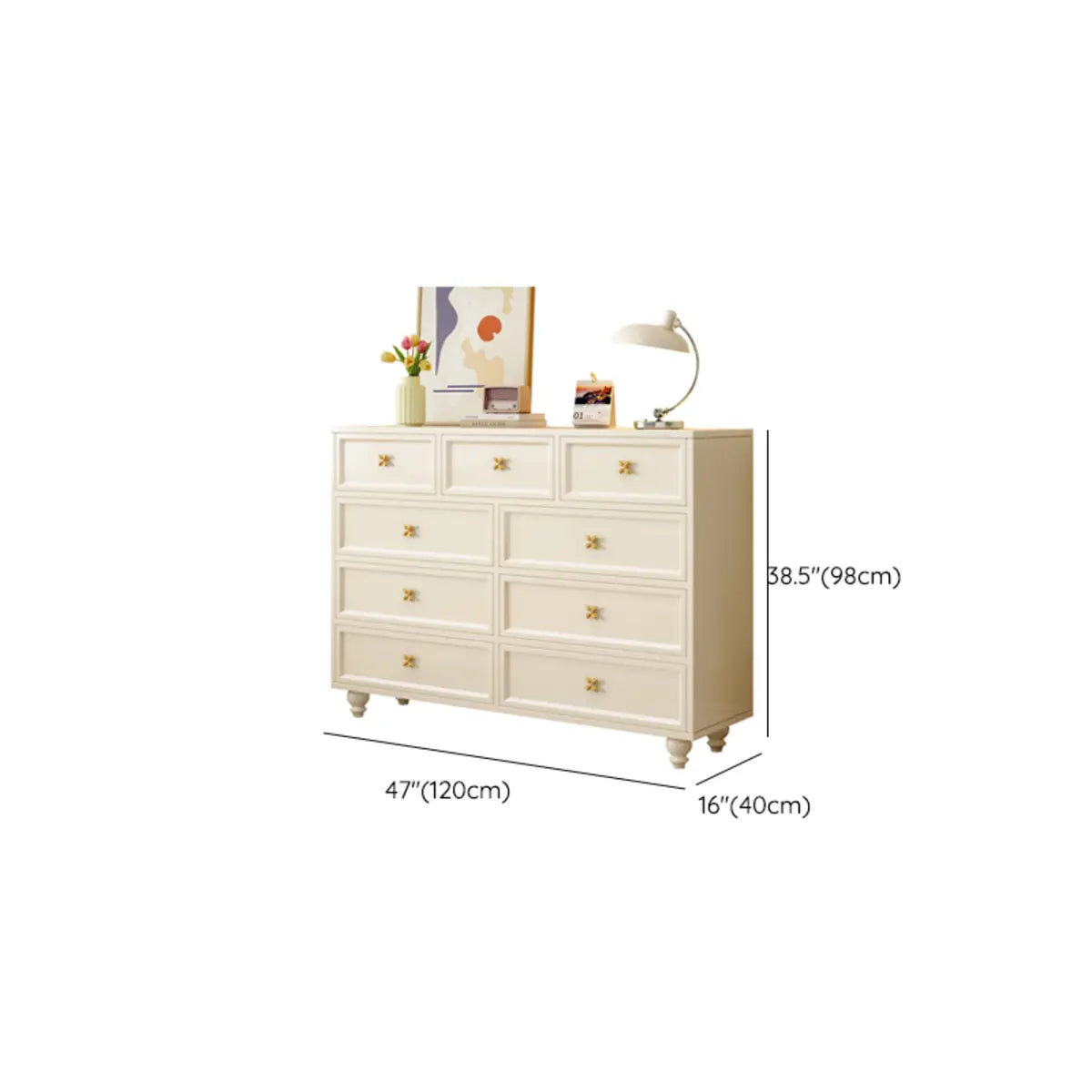 Ivory Composite Wood Storage Soft-Close Drawers Dresser Image - 20