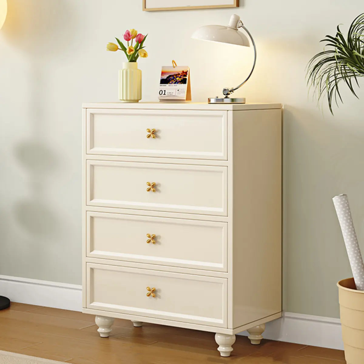 Ivory Composite Wood Storage Soft-Close Drawers Dresser Image - 9