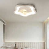 Ivory Flower Flush Modern Ceiling Fan with LED Light Image - 4