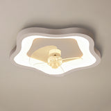 Ivory Flower Flush Modern Ceiling Fan with LED Light Image - 6