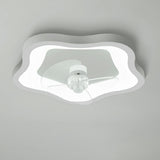 Ivory Flower Flush Modern Ceiling Fan with LED Light Image - 7