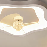 Ivory Flower Flush Modern Ceiling Fan with LED Light Image - 8