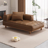 Ivory Large Rectangular Leather Pillow Left-Arm Chaise Image - 3