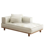 Ivory Large Rectangular Leather Pillow Left-Arm Chaise Image - 9