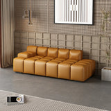 Ivory Large Rectangular Leather Solid Color Lounge Sofa Image - 3