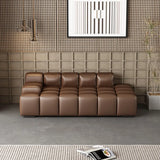 Ivory Large Rectangular Leather Solid Color Lounge Sofa Image - 5