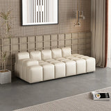 Ivory Large Rectangular Leather Solid Color Lounge Sofa Image - 7