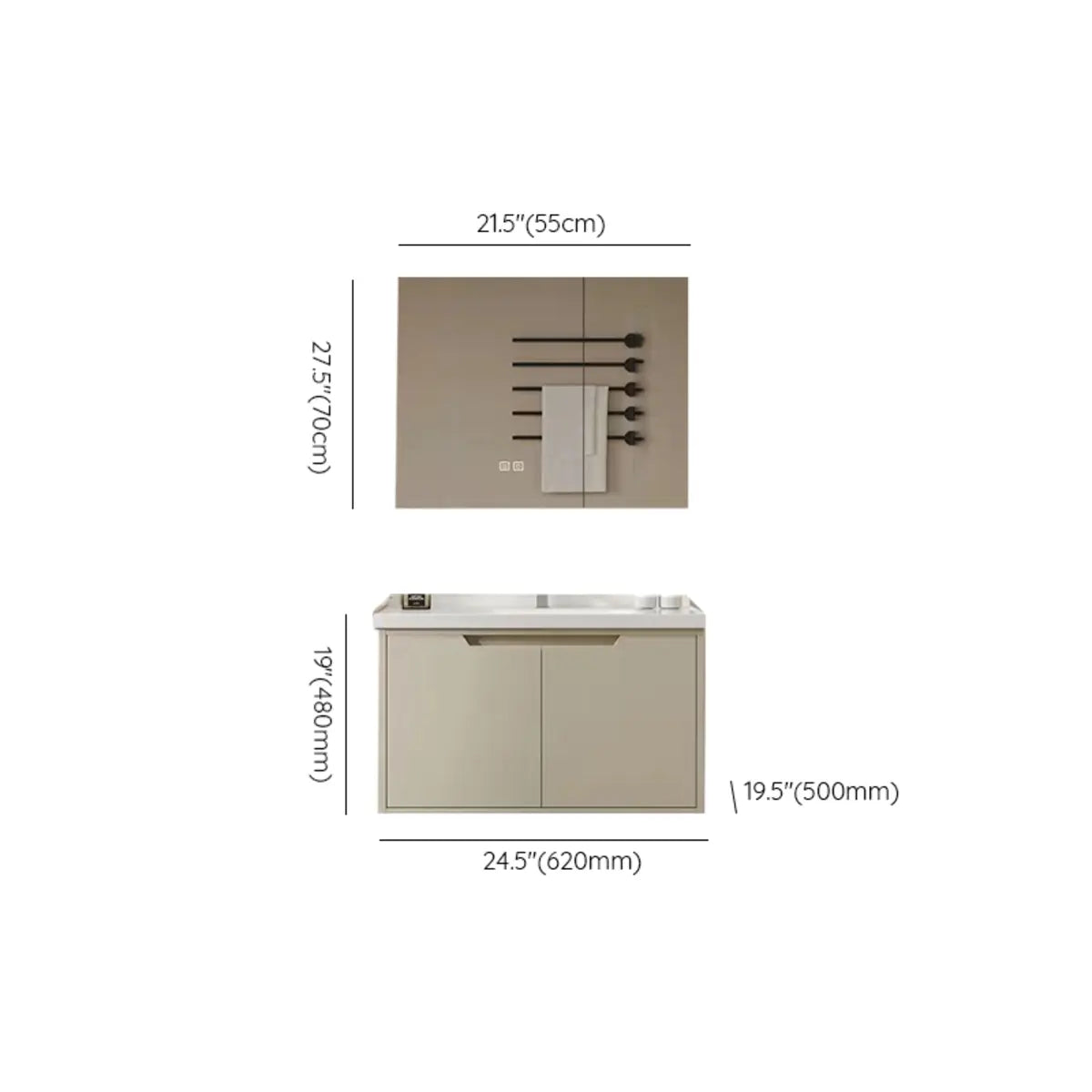 Ivory Sink Ceramic Top Storage Drawers Bathroom Vanity 