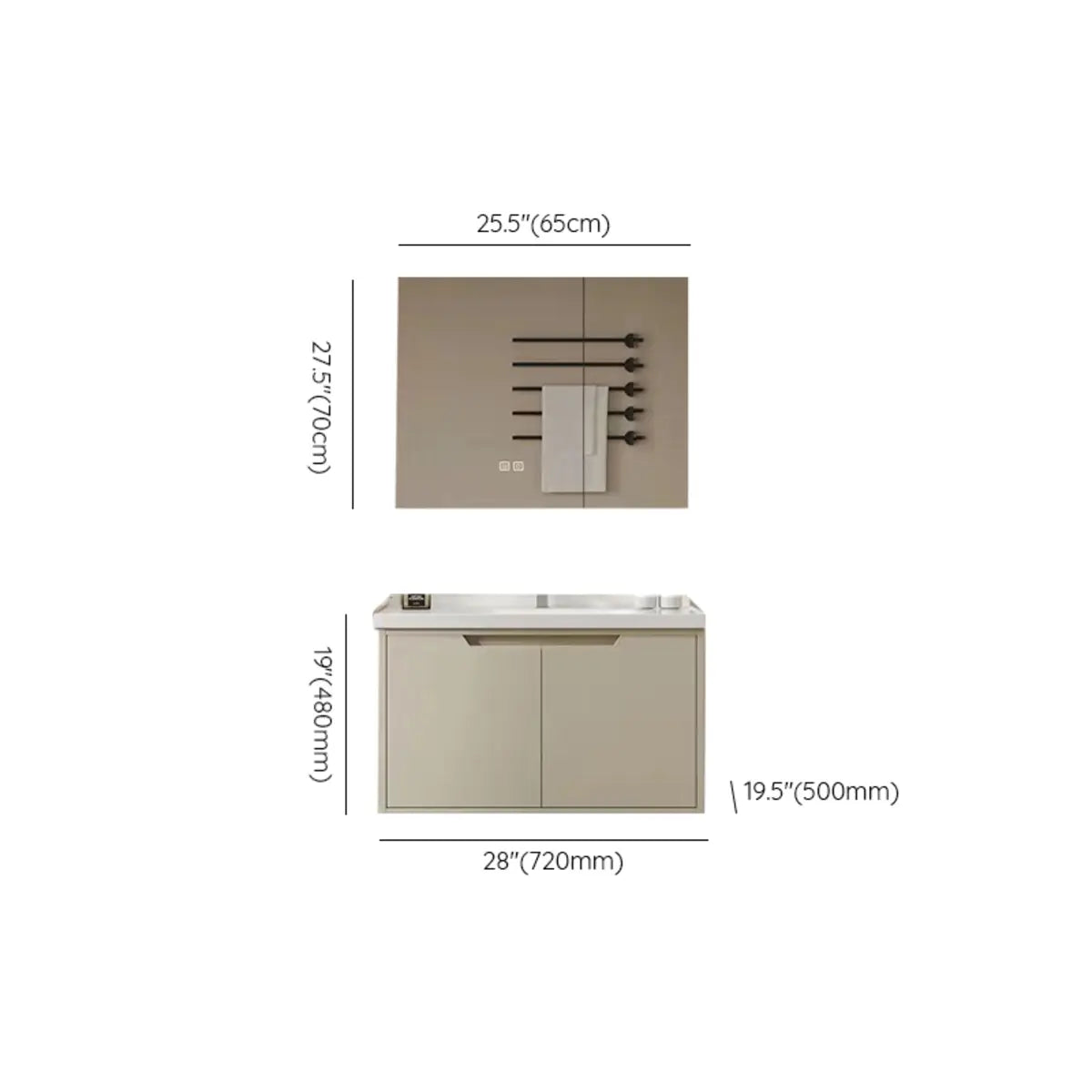 Ivory Sink Ceramic Top Storage Drawers Bathroom Vanity Image - 13