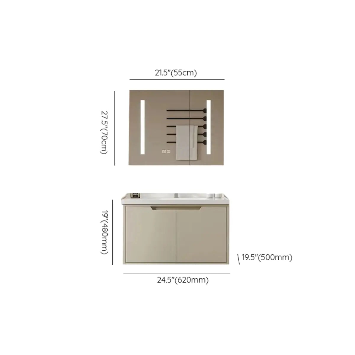 Ivory Sink Ceramic Top Storage Drawers Bathroom Vanity Image - 19