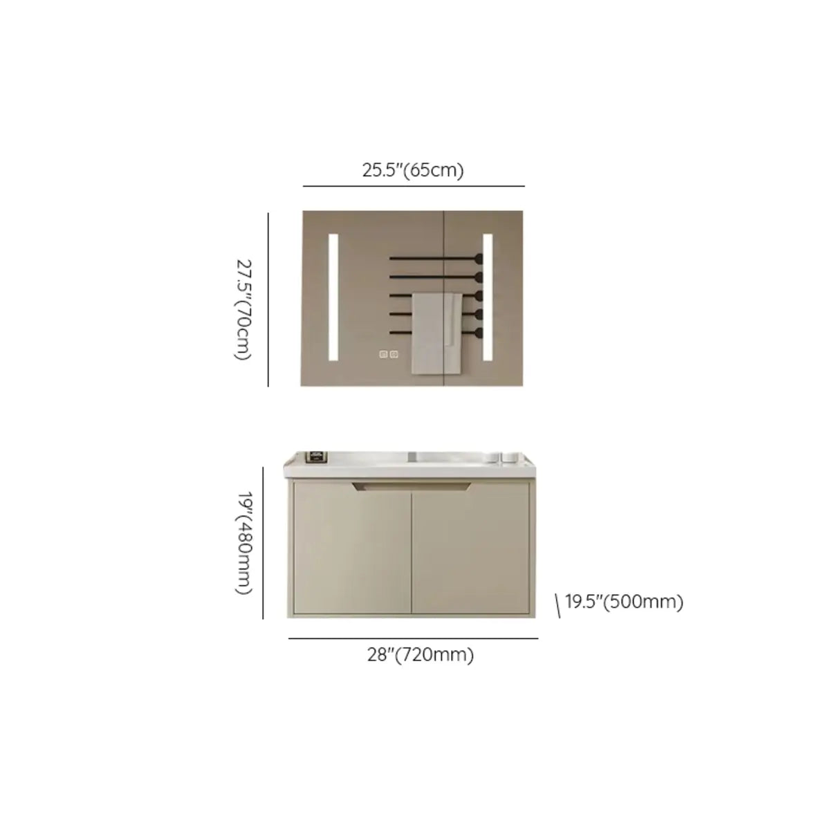 Ivory Sink Ceramic Top Storage Drawers Bathroom Vanity Image - 20