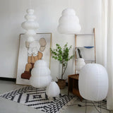 Japanese Ambient Rattan Pedant Lamp White Chandelier Image - 1