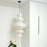 Japanese Ambient Rattan Pedant Lamp White Chandelier Image - 2