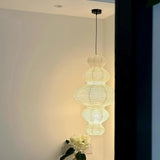 Japanese Ambient Rattan Pedant Lamp White Chandelier Image - 3