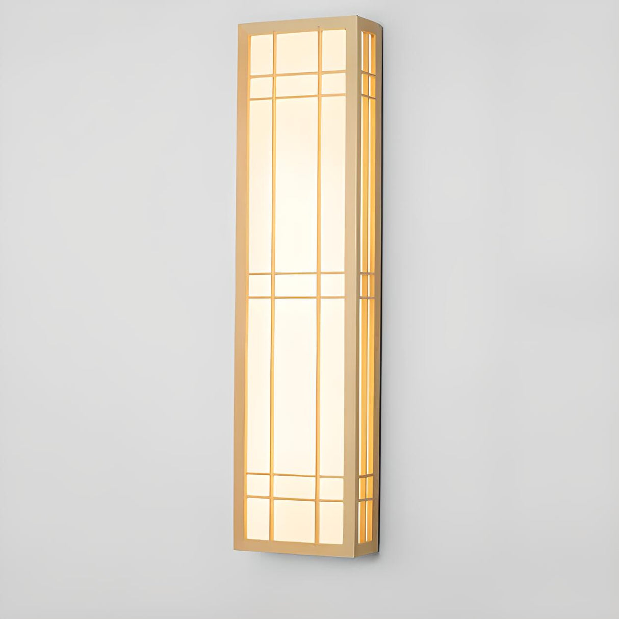 Japanese Inspired Box Wooden Grid LED Wall Sconce Image - 11