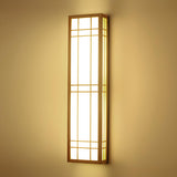 Japanese Inspired Box Wooden Grid LED Wall Sconce Image - 12