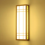 Japanese Inspired Box Wooden Grid LED Wall Sconce Image - 13