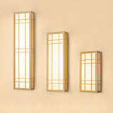 Japanese Inspired Box Wooden Grid LED Wall Sconce Image - 15