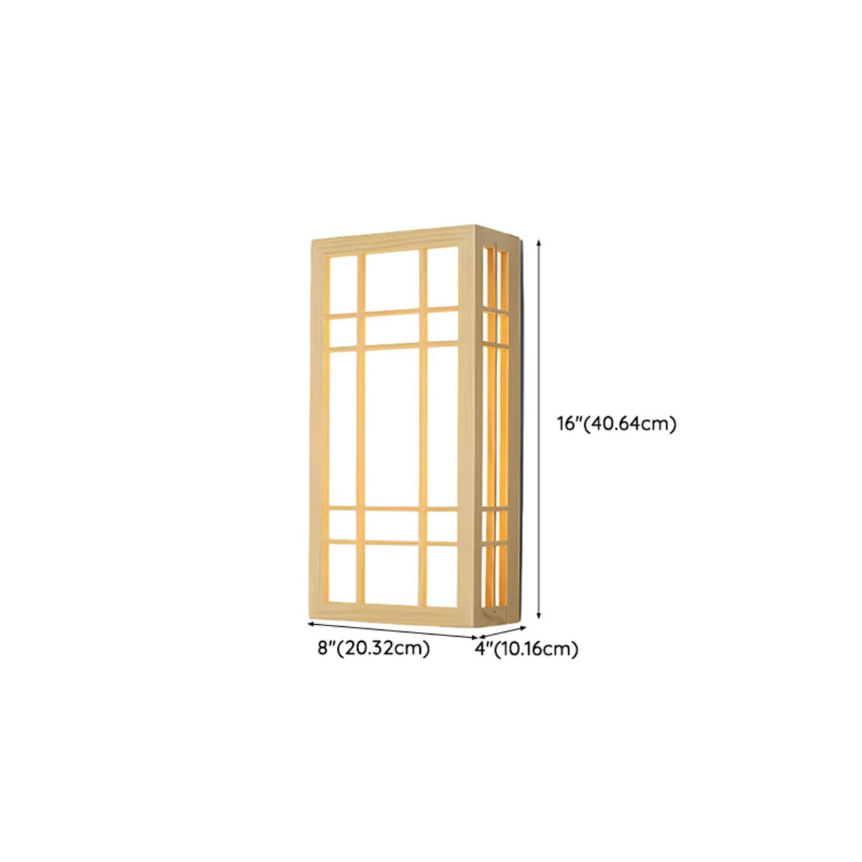 Japanese Inspired Box Wooden Grid LED Wall Sconce 