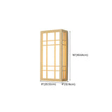 Japanese Inspired Box Wooden Grid LED Wall Sconce #size