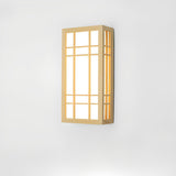 Japanese Inspired Box Wooden Grid LED Wall Sconce Image - 2