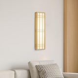 Japanese Inspired Box Wooden Grid LED Wall Sconce Image - 3