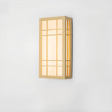 Japanese Inspired Box Wooden Grid LED Wall Sconce Image - 4