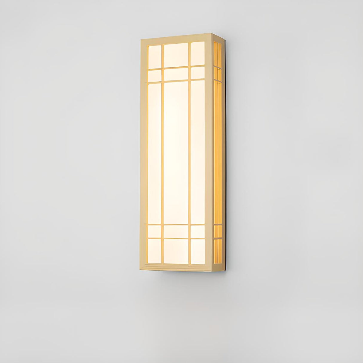 Japanese Inspired Box Wooden Grid LED Wall Sconce Image - 8