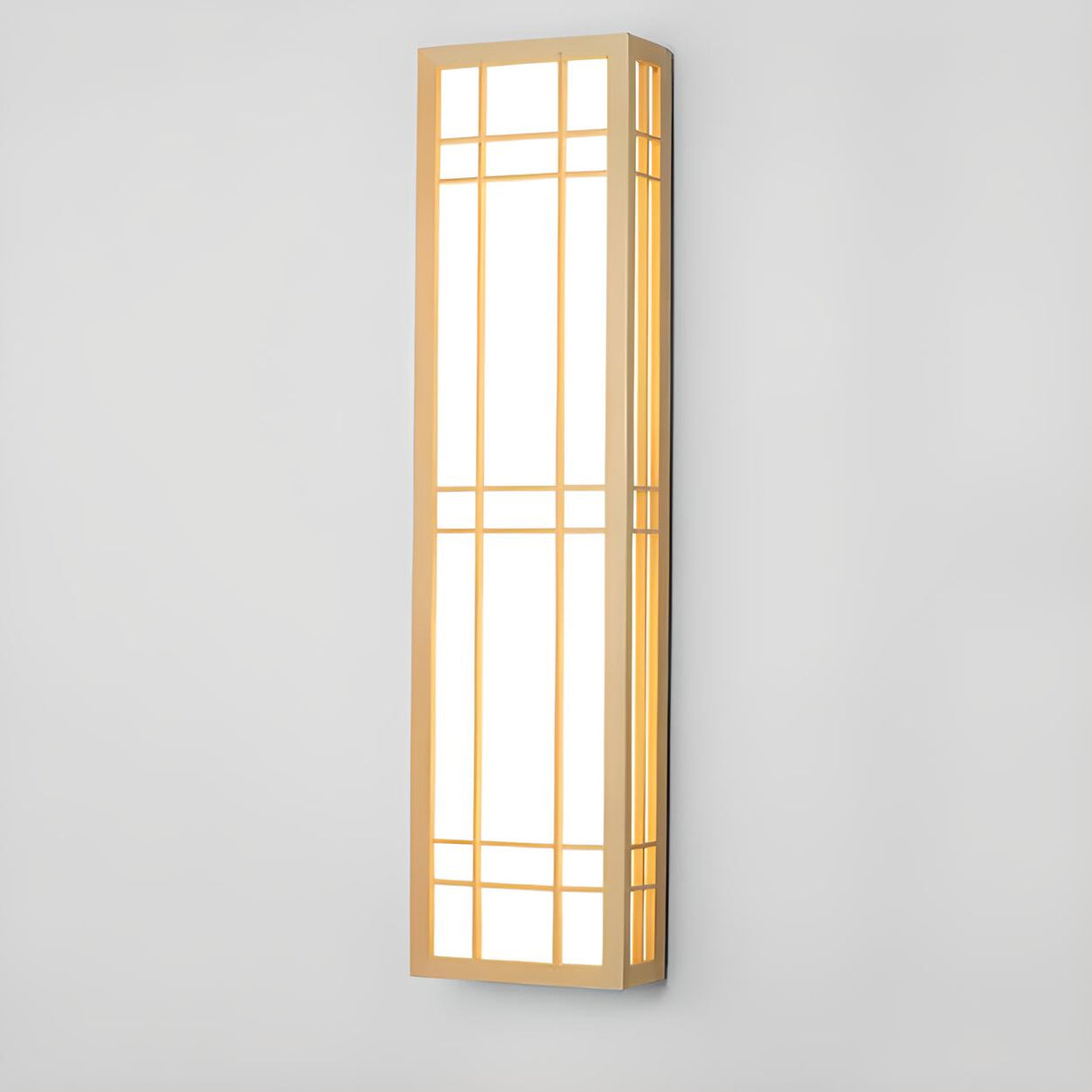 Japanese Inspired Box Wooden Grid LED Wall Sconce Image - 9