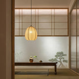 Japanese Restaurant Beige Woven Lantern Pendant Light Image - 4