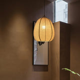 Japanese Restaurant Beige Woven Lantern Pendant Light Image - 5