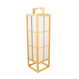 Japanese-Style Beige Rectangular Wooden Floor Lamp Image - 3