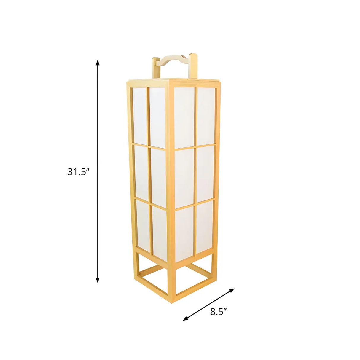 Japanese-Style Beige Rectangular Wooden Floor Lamp 