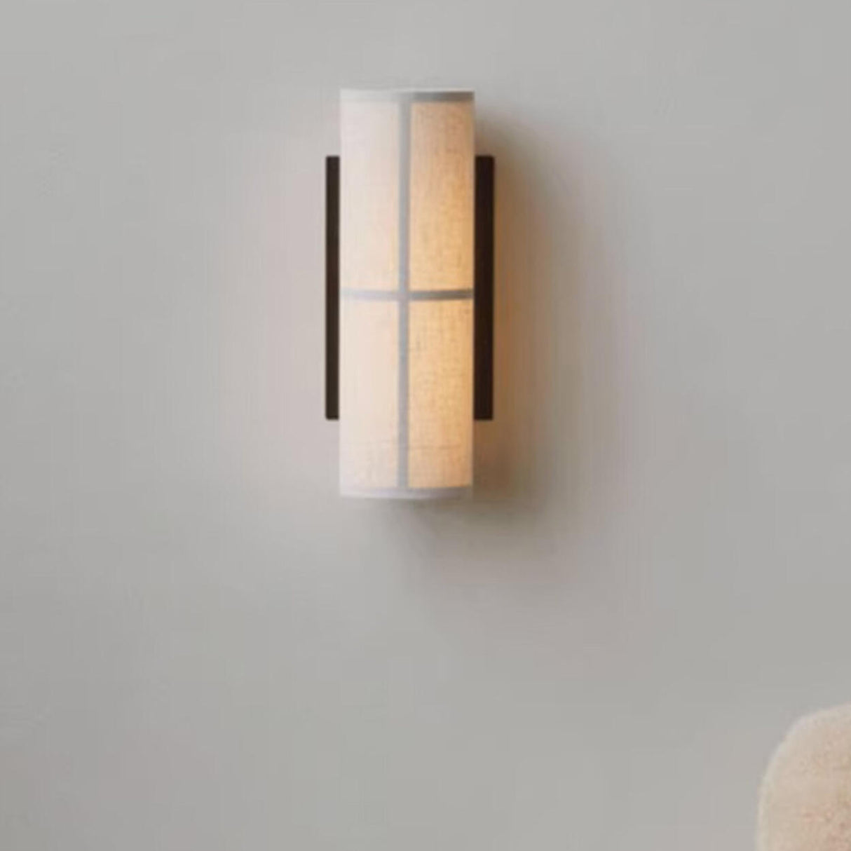 Japanese Style Cylinder Fabric Shade Wall Sconce Image - 4