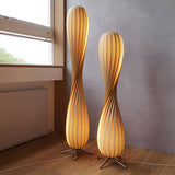 Japanese-style Twisted Spiral Wooden Floor Lamp Image - 1