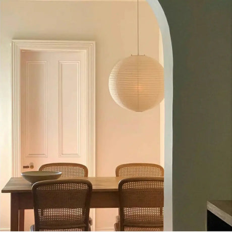 Japanese White Paper Lantern Dining Room Pendant Light Image - 2