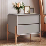 Khaki 2-Tier Rectangular Drawer Storage Nightstand with Legs Image - 7