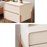 Khaki 2-Tier Rectangular Drawer Storage Nightstand with Legs Image - 9