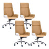 Khaki Adjustable Swivel High-Back Leather Office Chair Image - 15