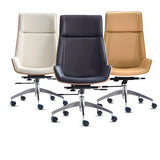 Khaki Adjustable Swivel High-Back Leather Office Chair Image - 16